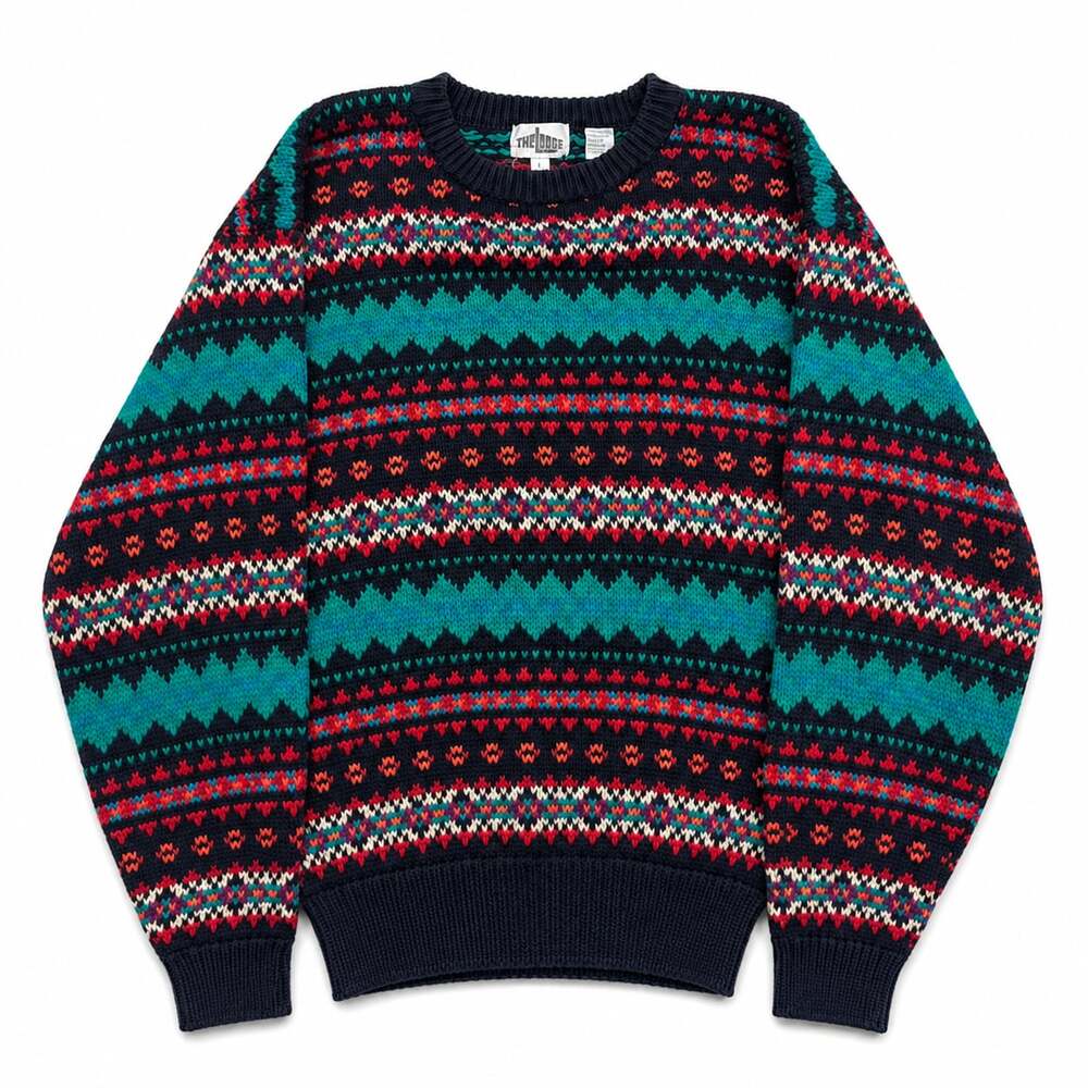 The Lodge Vintage Fair Isle Pattern Cotton Sweater Size L